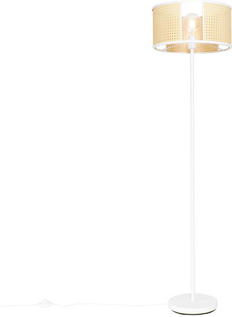 Retro Stehlampe weiß mit Rattan 40 cm - Akira