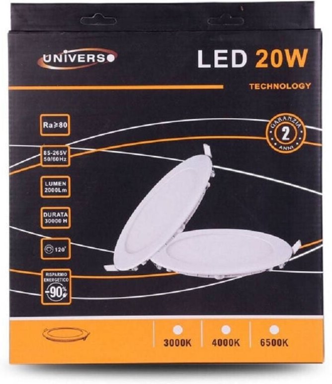 Trade Shop Traesio - Trade Shop - schlankes led-panel 20W einbauleuchte rund warm kalt naturweiss P225AT -
