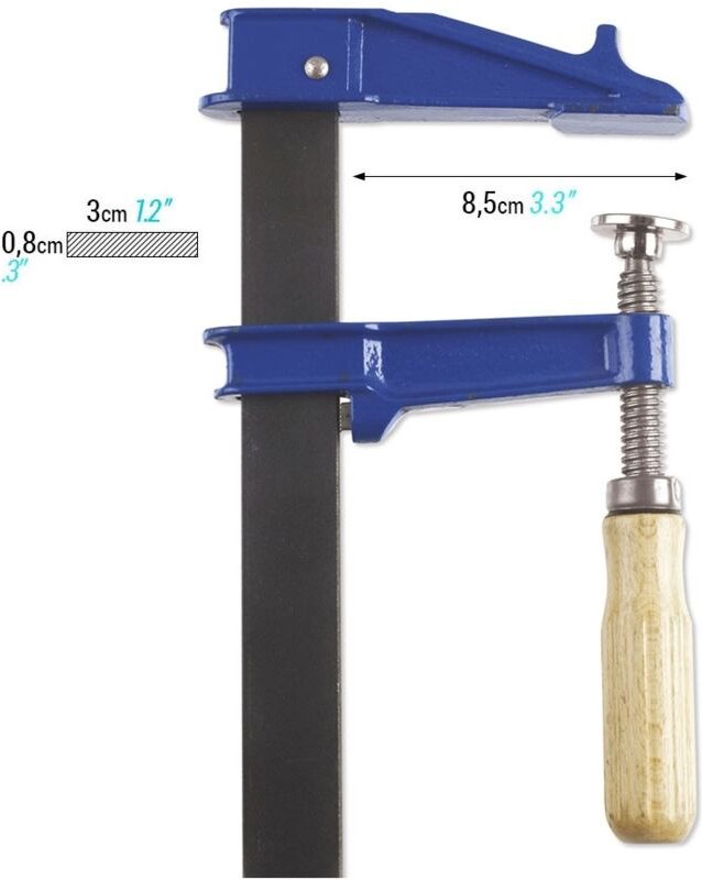 Schraubzwinge mit Holzgriff Modell EM, Spannweite 20 cm