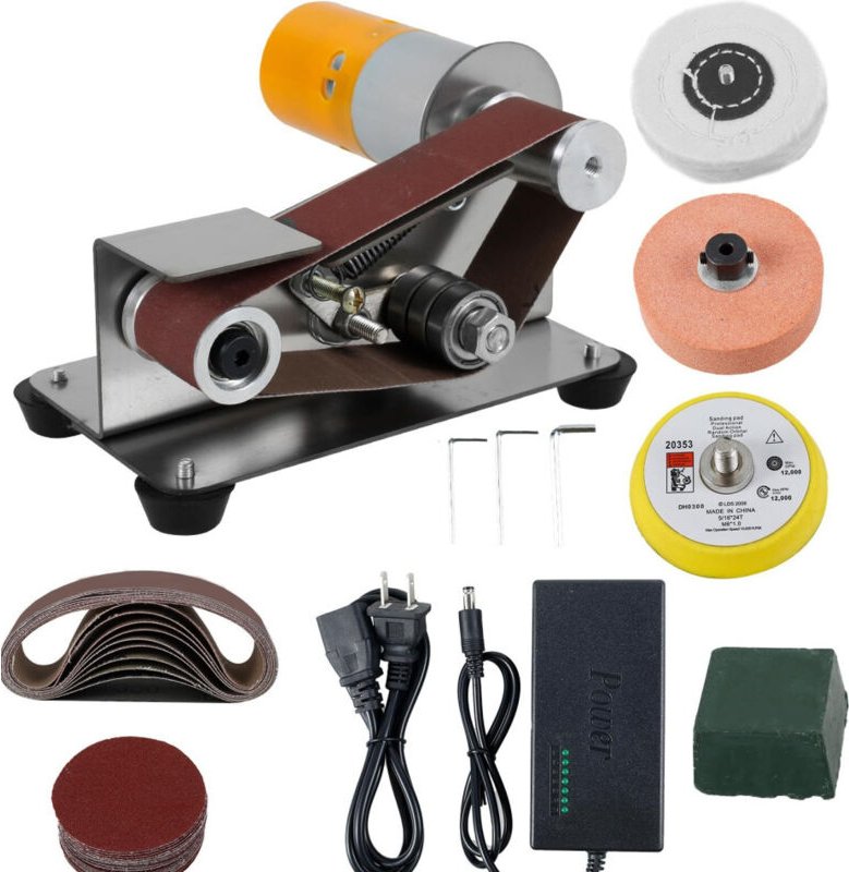 Bandschleifer Mini 3-in-1 – Elektrischer Schleifer mit Messerschärfer 15°, Schleifmaschine