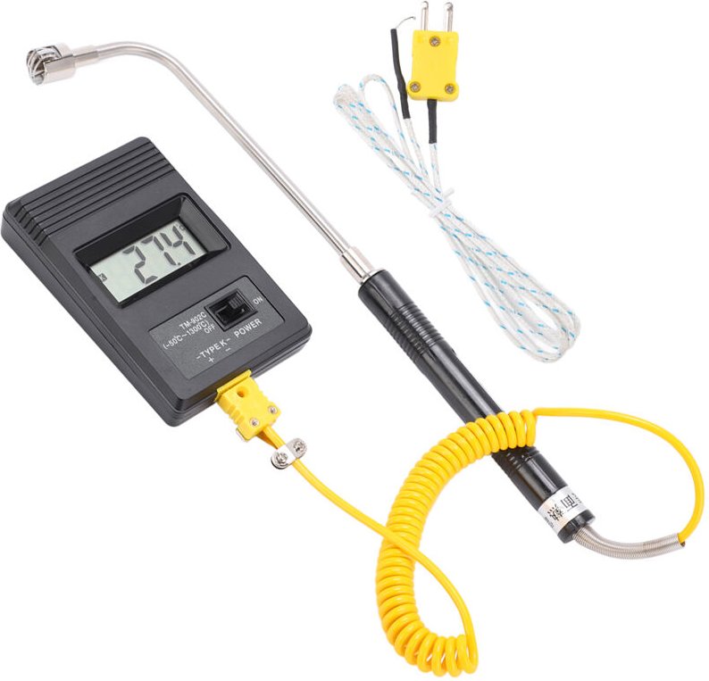 TM902C Industrielles digitales LCD-Display-Thermometer mit gebogenem Messfühler und Oberflächen-Thermoelement (50500 °C)