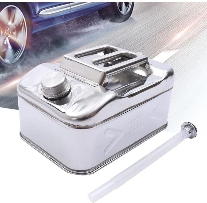 Benzinkanister 10 l Metall Edelstahl Benzinkanister Kraftstofftank Ölfass Benzintank Kanister mit Rohr Alternativlager f...