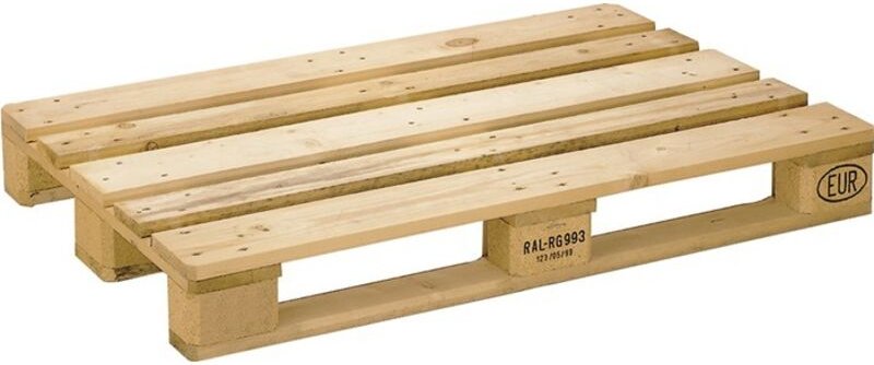 Poolflachpalette L1200xB800xH144 mm Tragfähigkeit 1000 kg 3 Kufen Holz natur