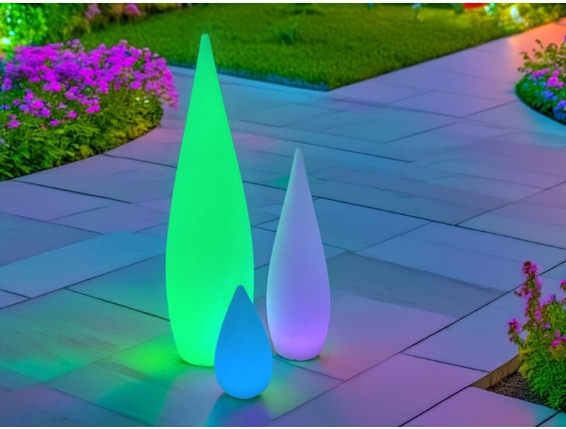 Meinewunschleuchte - 3er set außergewöhnliche Akku Gartenleuchten mit Farbwechsel für Innen & Außen