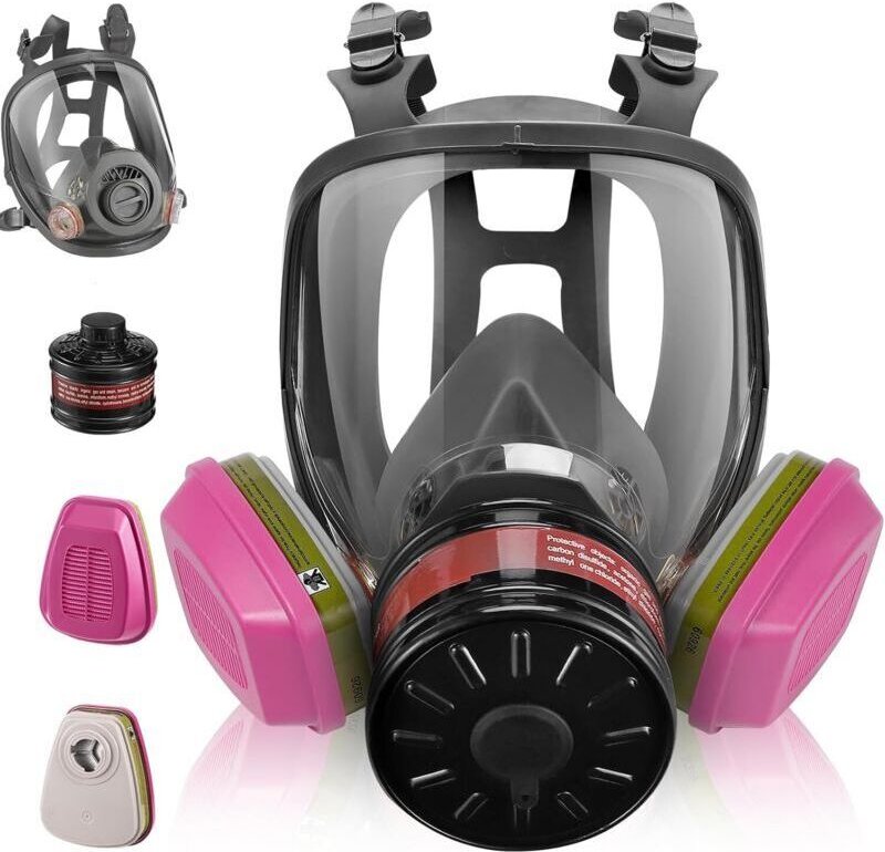 Professionelle Vollgesichts-Atemschutzmaske mit 60926-Filter und 40-mm-Aktivkohlefilterpatrone, geeignet für Staub, Farb...