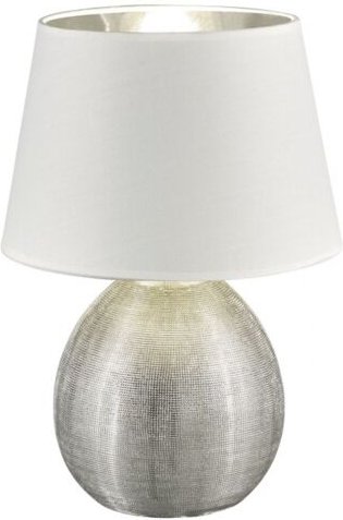 Iperbriko - Lampe Silber Keramikfuß Lampenschirm Weiß Luxor Ø24 cm Trio Lighting