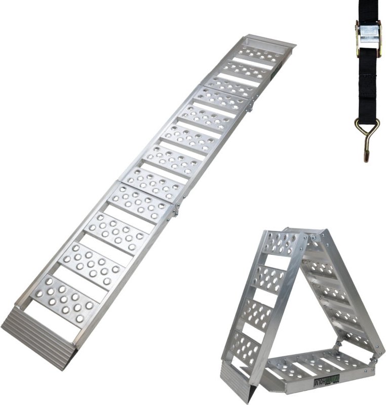 Baumarktplus - trutzholm 1x Auffahrrampe 2-fach klappbar 198cm Traglast 340kg Alu grau gelocht Rampe Verladerampe