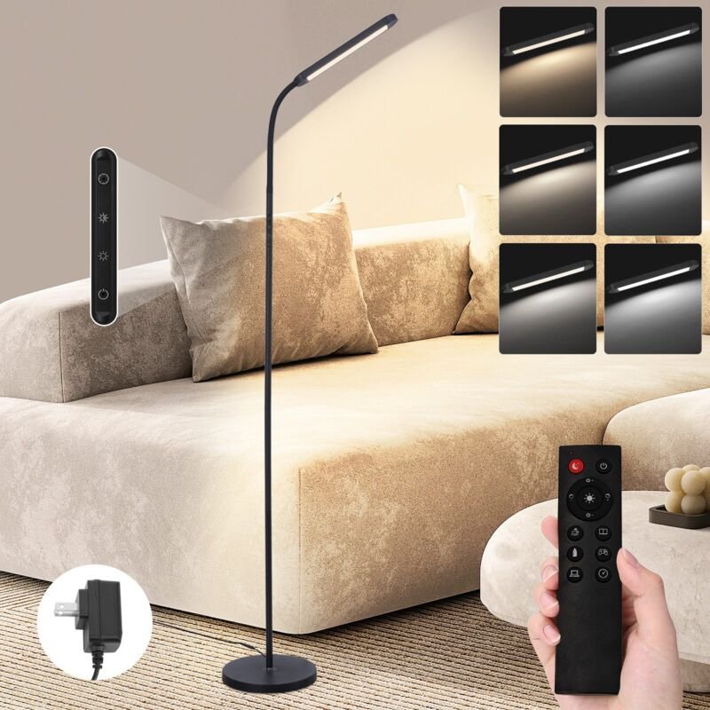 Stehlampe led Standleuchte Wohnzimmer - Dimmbar Modern Standleuchte Schwarz 5 Farben und 5 Helligkeitsstufen 11W 360° Fl...
