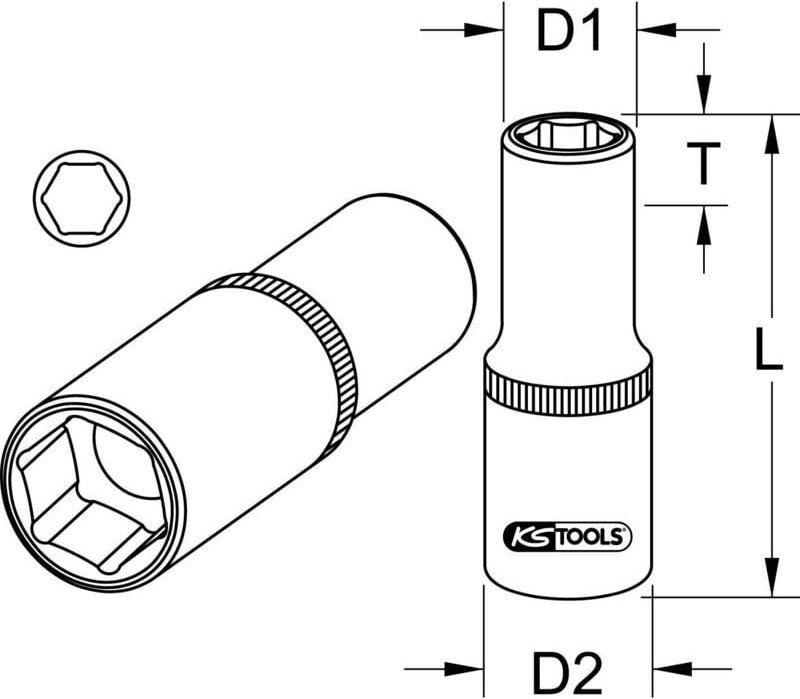 Thumbnail - 1/2' Sechskant-Stecknuss, lang, 12mm