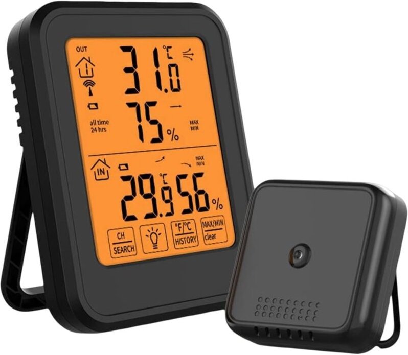 Ulisem Digitales Thermometer-Hygrometer, Innen- und Außenthermometer-Hygrometer a