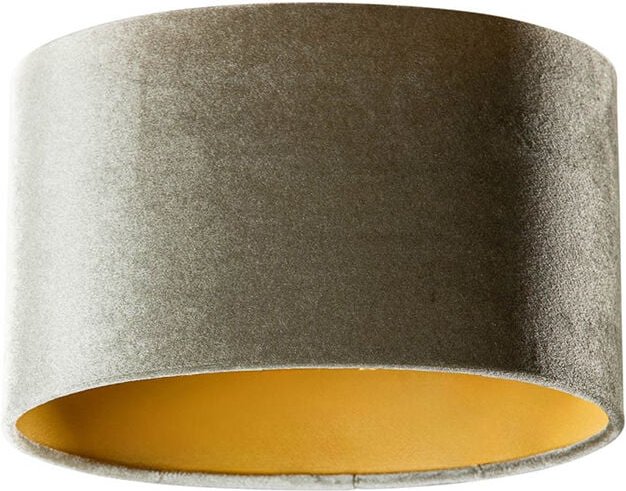 Samtlampenschirm grün mit goldener Innenseite oval 25/16/15