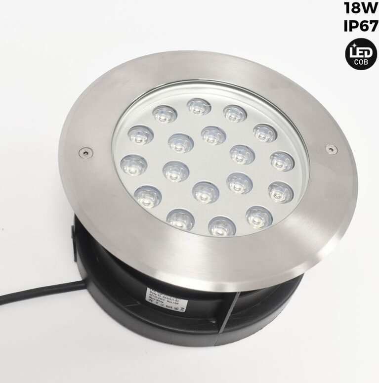 LED-Bodeneinbaustrahler - Warmweiß - Ø 21cm - IP67 - 18W - 220v