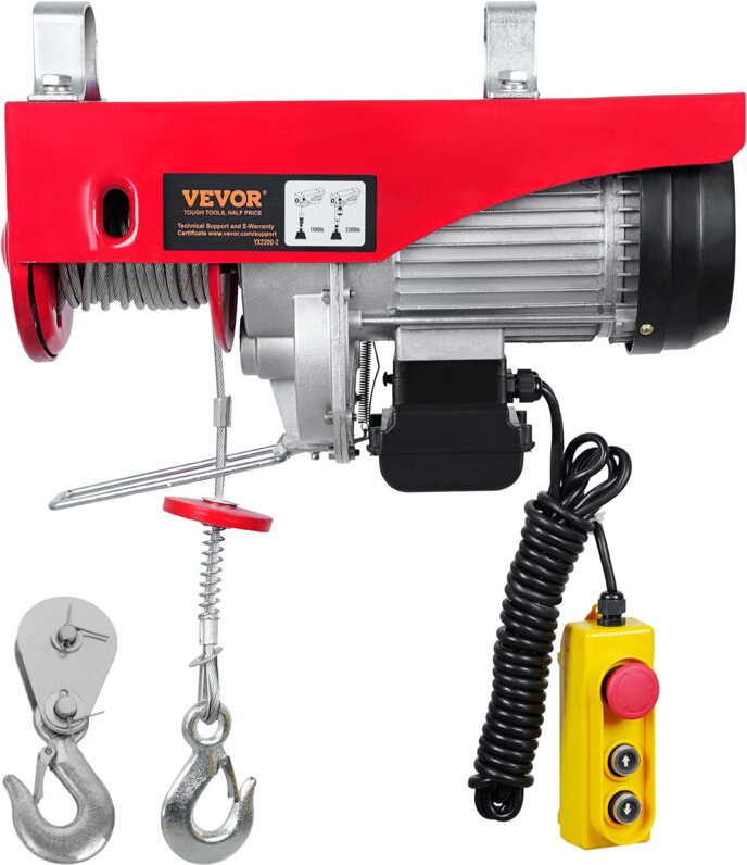 Mophorn - Elektrischer Hebezeug von 2200 lbs Hubkapazität, 1600 w 220 v Stahlseilwinde, 14 Fuß Kabelfernbedienung, 40 Fu...