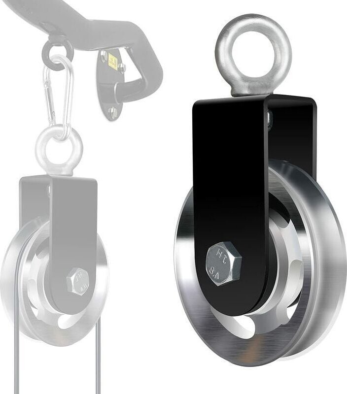 Thumbnail - Polea de elevación de 90 mm con soporte de montaje en forma de U, rueda de elevación con rodillo, cable de acero de carg...