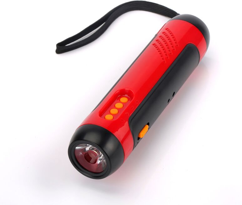 Tragbare Handkurbel-Taschenlampe mit FM-Radio-Alarm, 1800 mAh LED-Generator für Zuhause, Camping, Wandern