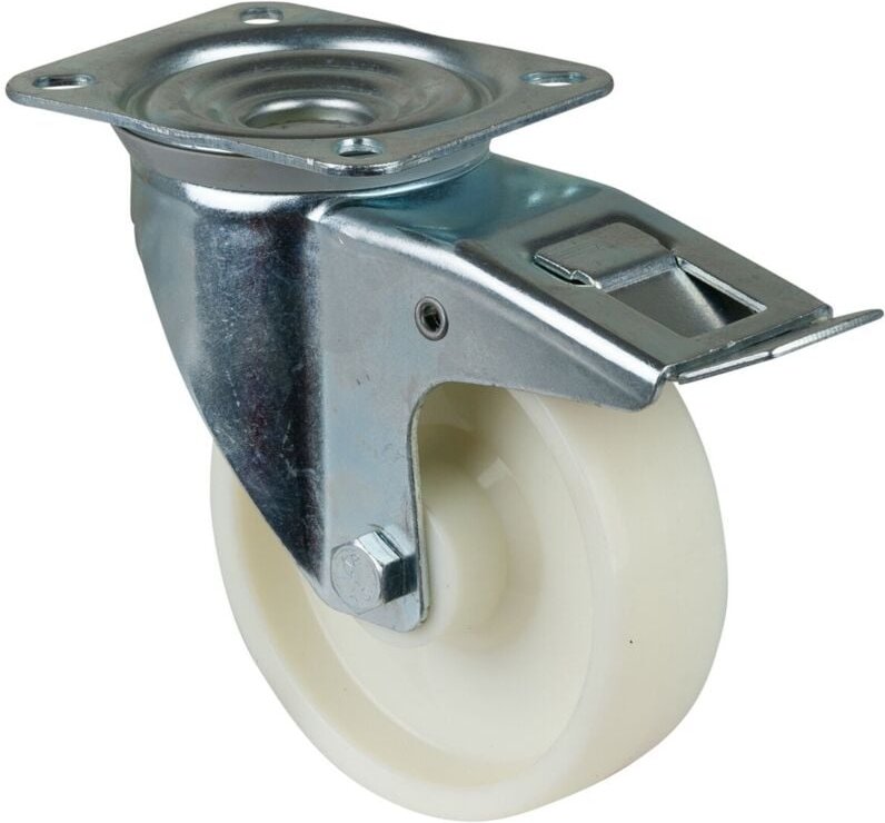 Lenkrolle Fest 150mm Stahlbl Verz Poly lg. r - Bs Rollen