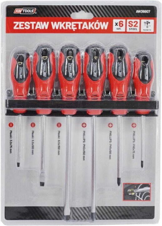 AWTOOLS SCHRAUBENDREHER-SET AUF BÜGELBLISTER S2 / 6-tlg.