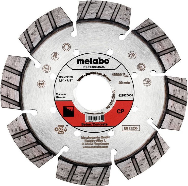 Thumbnail - Metabo - Diamanttrennscheibe 115x22,23mm, 'cp', Beton 'professional' (628570000)