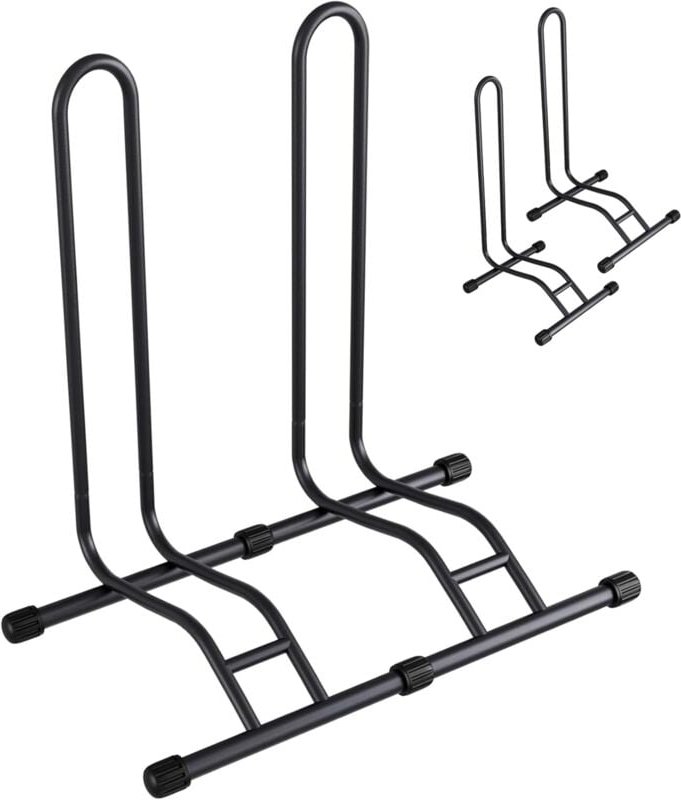 TLGREEN Fahrradständer für 2 Fahrräder, Abnehmbar Bodenständer Fahrradhalter, Einfache Montage, Freistehend Radständer f...