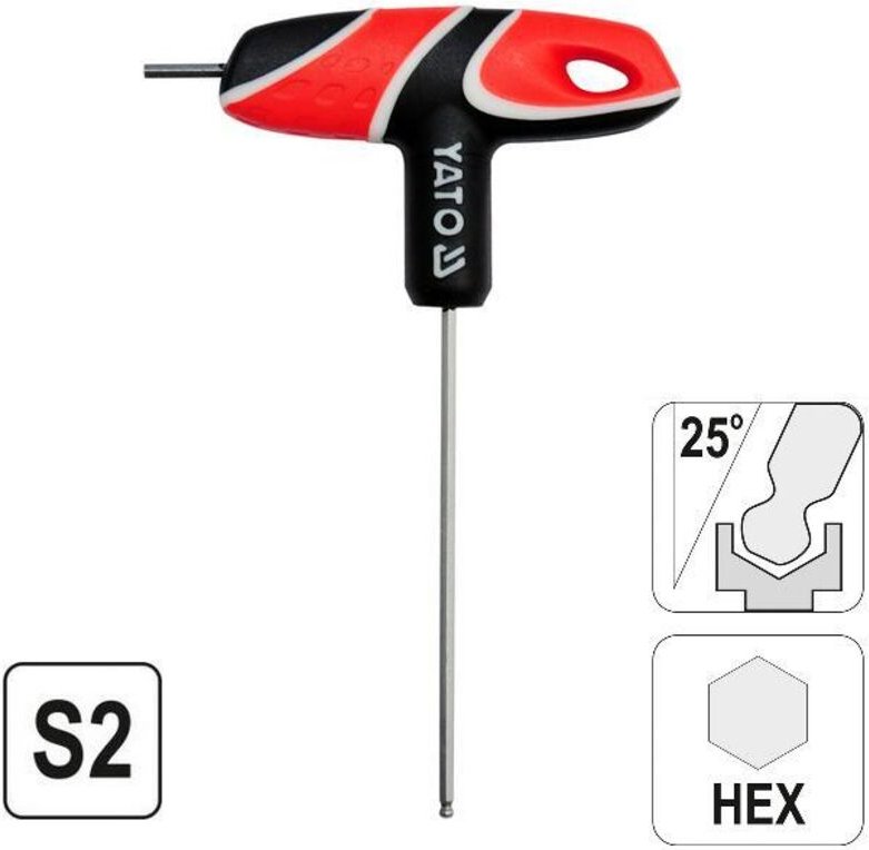 Yato YT-05588 Sechskantschlüssel Sechskantschlüssel mit Griff in T Metrisch 1 Stück(e)