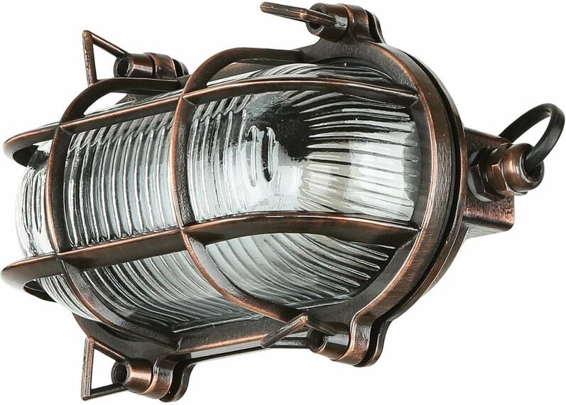 Licht-erlebnisse - Wandlampe Außen Echt-Messing oval IP64 in Kupfer