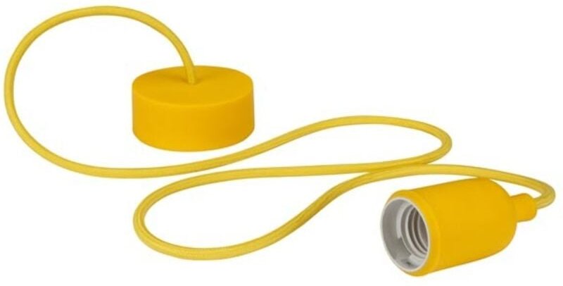 Thumbnail - Vellight Pendelleuchte mit Textilkabel, Silikongummi, 100 cm, längenverstellbar, E27-Fassung, Gelb