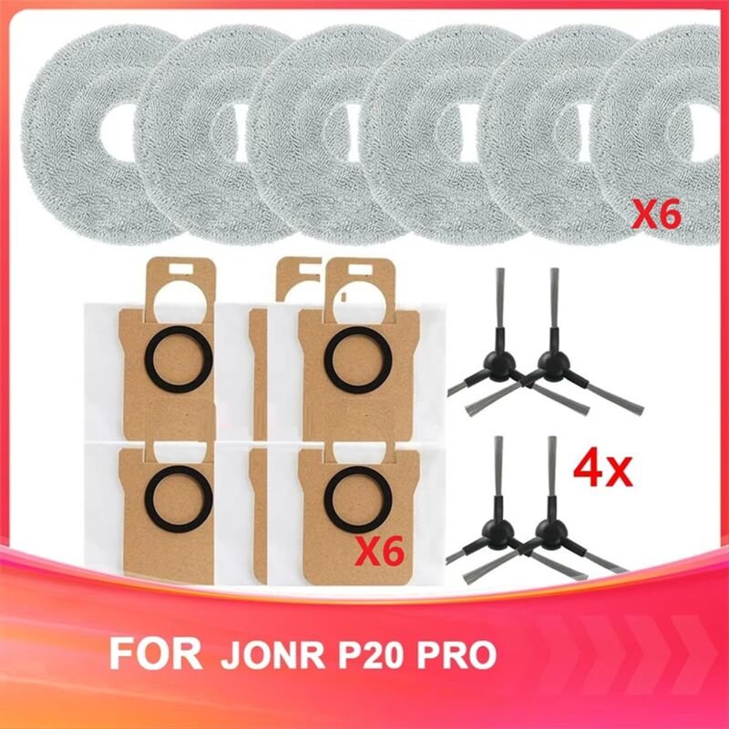 Ersatz-Zubehörset für P20 pro Roboterstaubsauger – Tücher, Staubbeutel, Seitenbürste