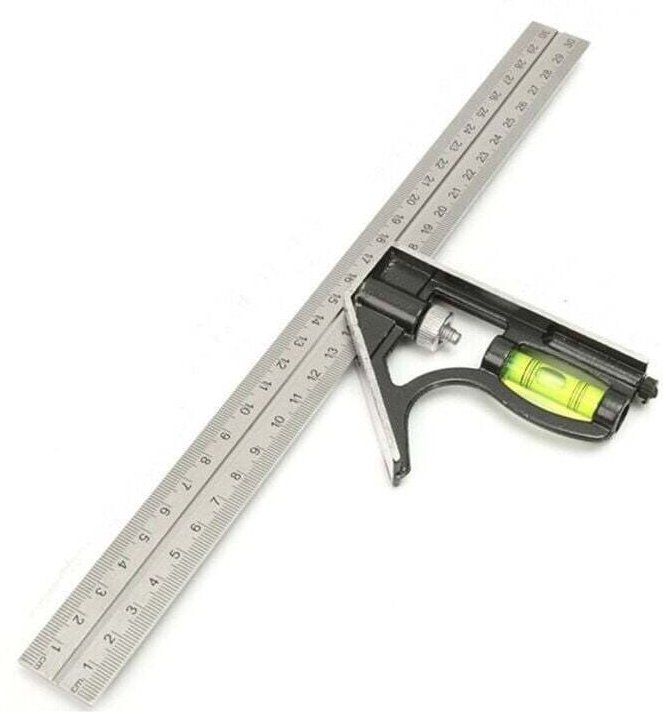 Ymyny - Kombinationswinkel mit Wasserwaage aus Aluminium, 45°/90° Winkel, 300 mm