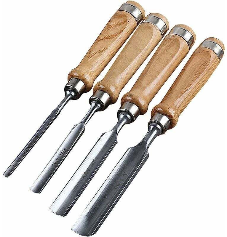 Professionelles Holzmeißelset, 4-teiliges Set, Holzschnitzwerkzeugset, Handmeißel und Hohlbeitel für Bildhauerei und Hei...
