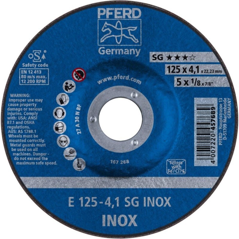 Schruppscheibe gekröpft für V2A A30NSG 125x4,1mm pferd