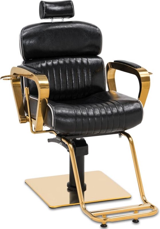 Barberpub Friseurstuhl mit Kopfstütze, Friseursessel Höhenverstellbar Kippbar für Herren Damen, Friseureinrichtung Bedie...