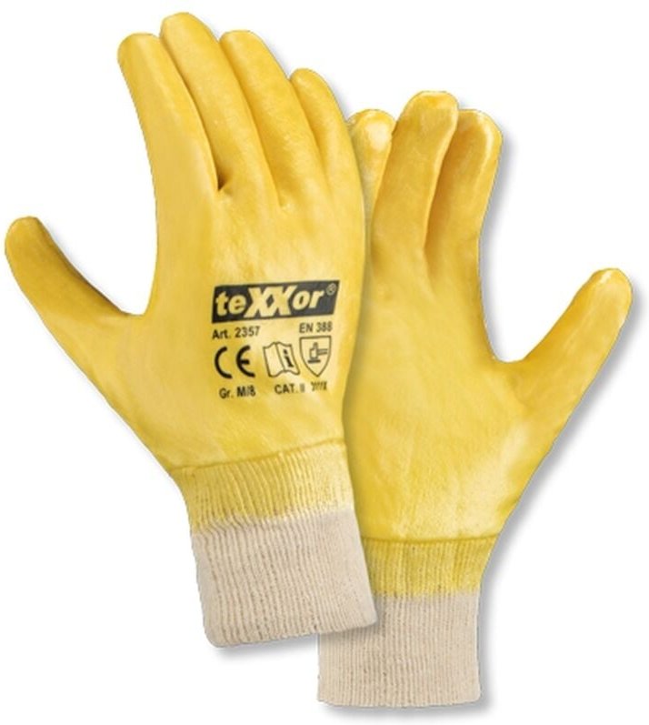 teXXor® Nitril-Handschuhe STRICKBUND, Gelb/Beige