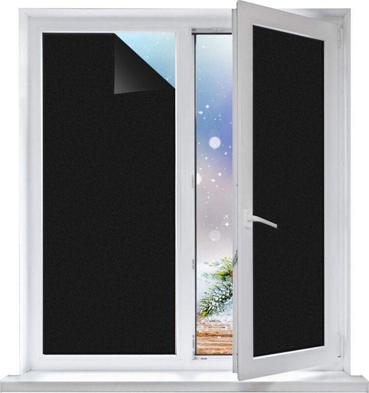 BEBUSINGOTO Verdunkelungsfolie, blickdichte Fensterfolie für Büro, Zuhause, Badezimmer, Schlafzimmer, Küche, 92 x 100 cm