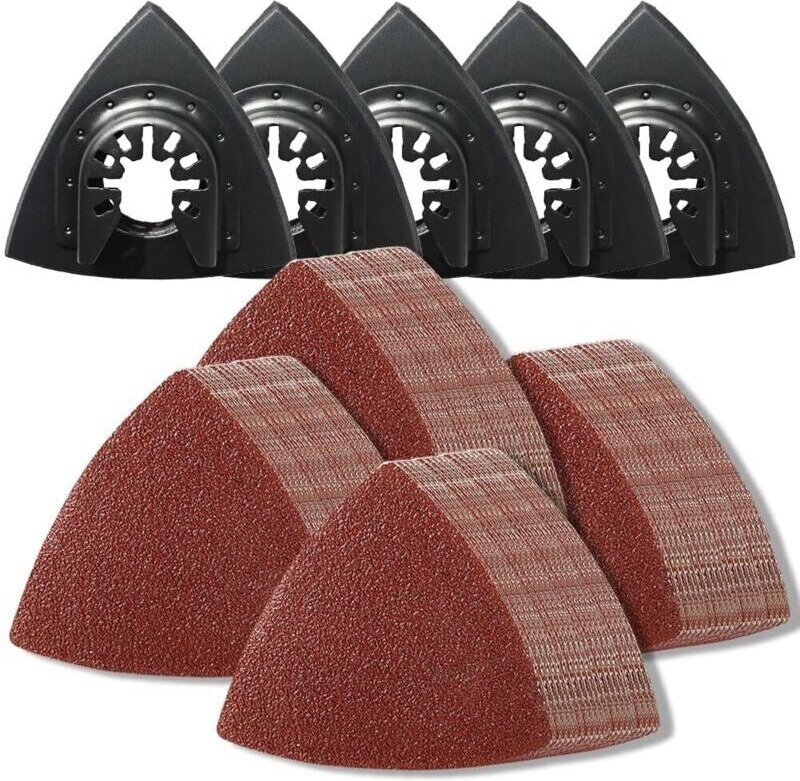 Set bestehend aus 130 oszillierenden Schleifpads, 5 dreieckigen Schleifpads, 125 Schleifpapierblättern (Körnungen 60/80/...