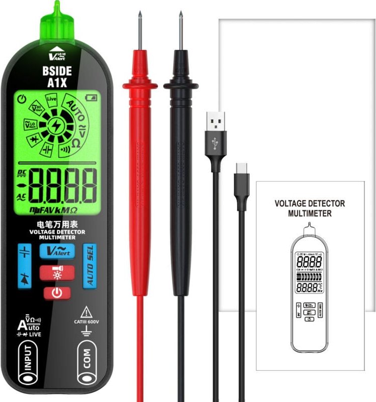 Lntyq - Multimètre automatique Multimètre intelligent numérique , Ampèremètre Voltmetre Rechargeable par usb avec Grand ...