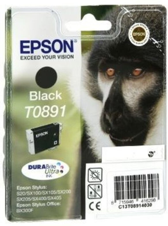 Epson Tintenkartusche Stylus S20/SX100/SX200/SX400, C13T08914021, black, 15,8ml (C13T08914021)