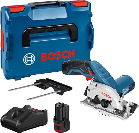 Bosch Akku-Kreissäge gks 12V-26, incl. 2x Akku gba 3 Ah, Schnellladegerät, Zubehör, l-boxx