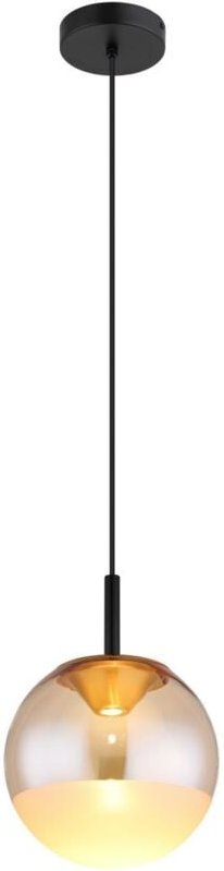 Hängelampe Pendelleuchte Wohnzimmerlampe schwarz Aluminium Glaskugel LED H 130cm