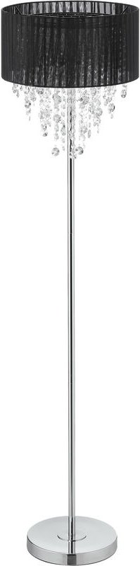 Thumbnail - Stehlampe Kristall, Lampenschirm aus Organza, edle Wohnzimmerleuchte, E27, h x d 150 x 37,5 cm, schwarz/silber - Relaxda...