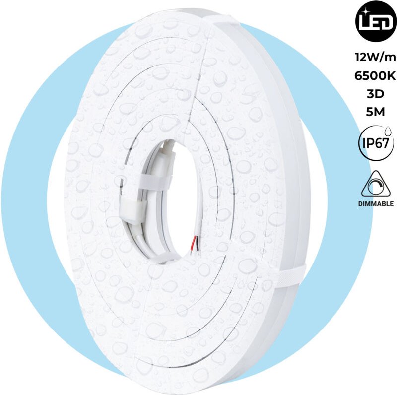 Barcelona Led - Flexibles 3D-LED-Neon 24V dc - 16x16mm - 5 Meter - Komplette Kit