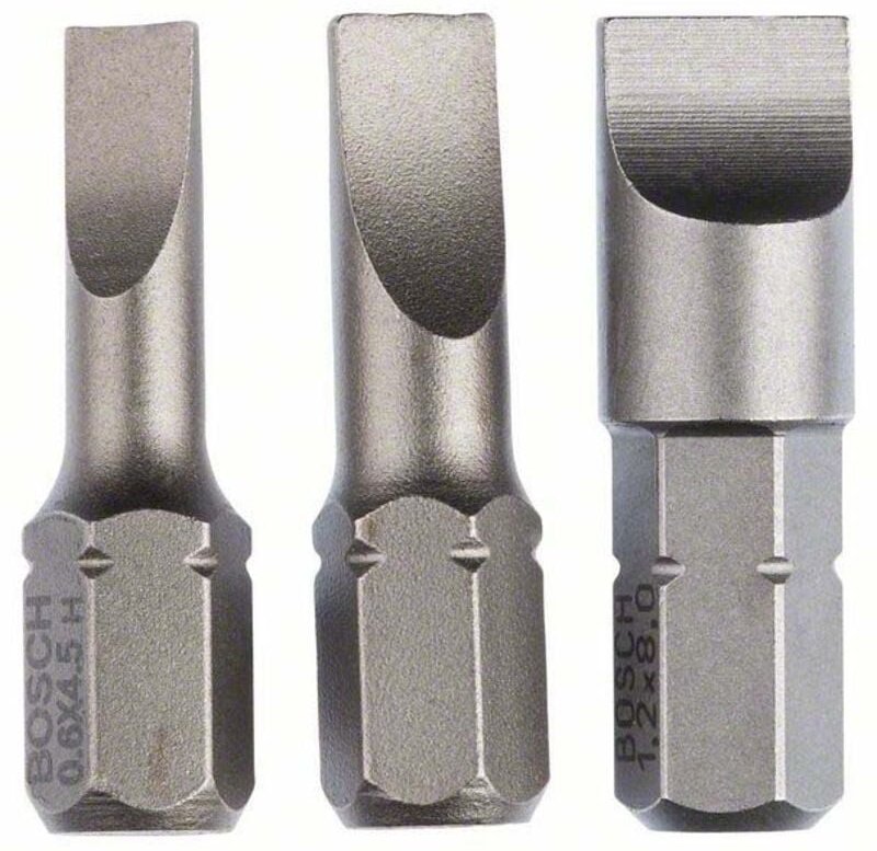 Bosch Schrauberbit-Set Extra-Hart (S), 3tlg. 25 mm, S0,6x4,5, S0,8x5,5, S1,2x8,0 - 2607001750