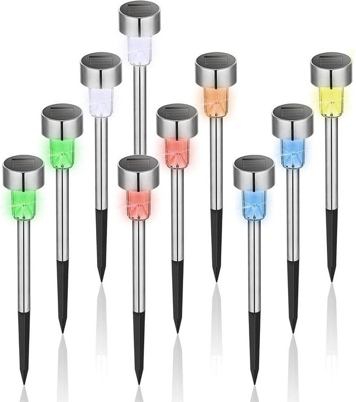Solarleuchten für den Außenbereich, wasserdicht, 10er-Pack, LED-Solar-Gartenleuchten aus Edelstahl für Terrasse, Rasen, ...