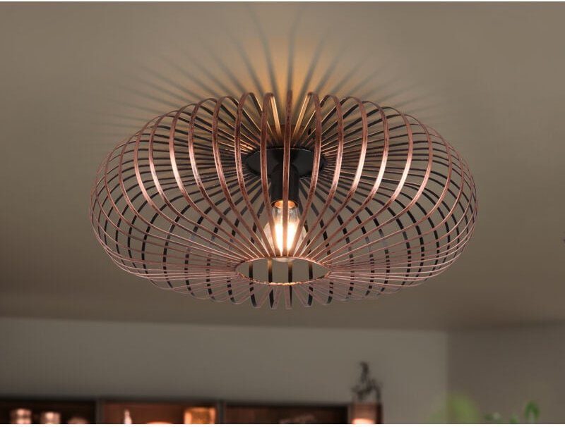 Thumbnail - LED Deckenleuchte Gitter Lampenschirm Metall in Kupfer antik Ø 40cm