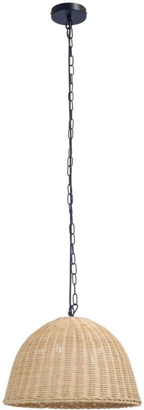 Forlight - Cortic lampara colgante de rattan natural / negro para bombilla E27