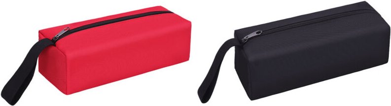 Schwarze + rote leere Werkzeugtasche, 25 cm langes, wasserdichtes Nylon-Canvas-Reißverschlusspaket, kleine Werkzeugtasch...