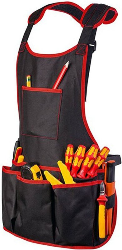 Robuste Arbeitsschürze – 15 Werkzeugtaschen, schwarze, wasserdichte Oxford-Arbeitsschürze, Gartenschürze, verstellbar fü...