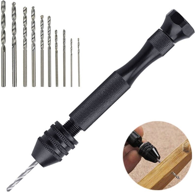 Foret hélicoïdal à main large avec mandrin à large poignée avec 10 forets outil de forage du bois - Lntyq