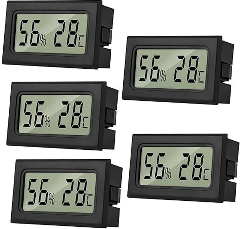 5 Digital Thermometer Innen Hygrometer Mini Hygrometer Thermometer Innen Reptilien Digitaler Hygrometer, für Büro, Küche...