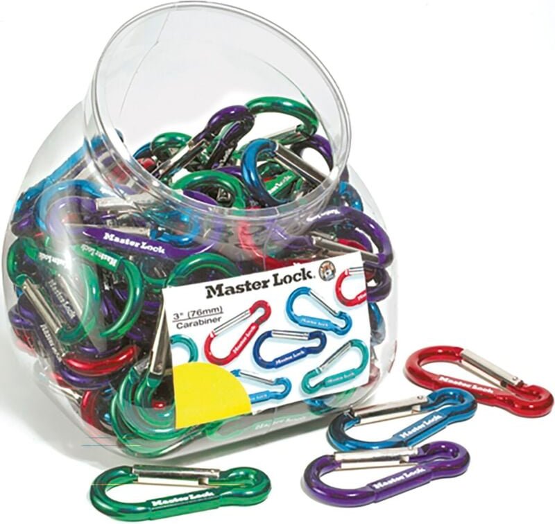 MASTER LOCK Stahlkarabiner 76 mm bunt, Box zu 100 Stk. SB