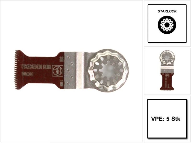 5x E-Cut Precision BIM-Sägeblatt Starlock 35 mm - 63502205230 - Fein